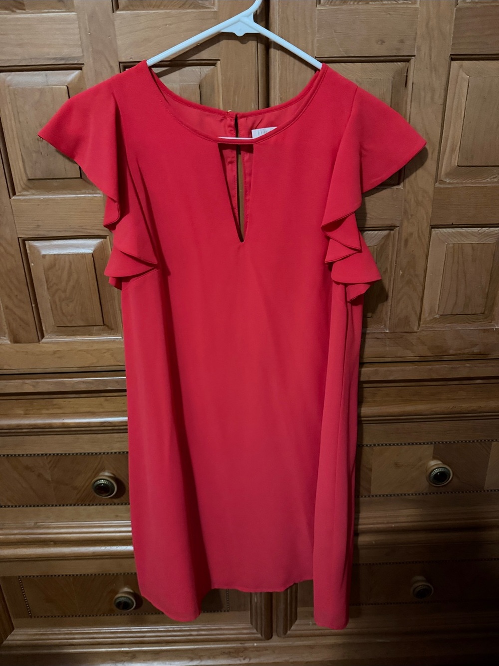 Vince Camuto Bright Red Ruffle Sleeve Mini Dress